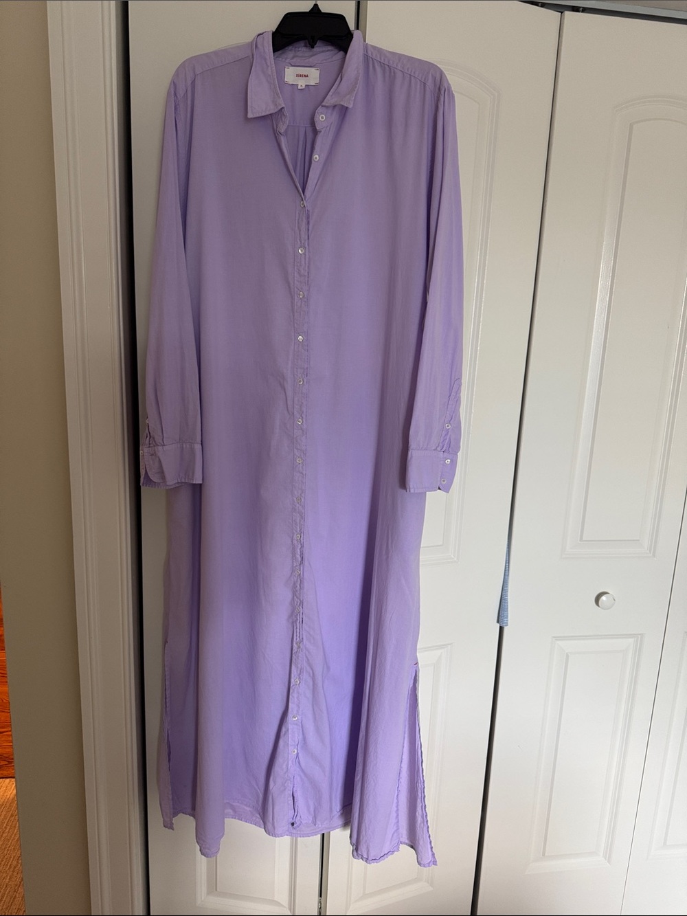 XiRENA Lavender Button-Down Maxi Shirt Dress